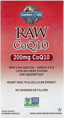 Garden of Life, RAW CoQ10, Ergänzungsmittel mit CoQ10 und rohen Lebensmitteln, 60 vegane Kapseln
