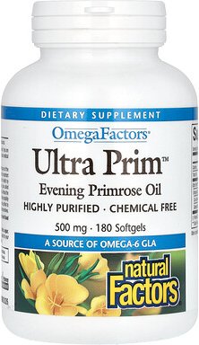 Natural Factors, OmegaFactors, Ultra Prim, Nachtkerzenöl, 500 mg, 180 Weichkapseln