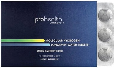 ProHealth Longevity, Molecular Hydrogen Longevity Water Tablets, natürlicher Himbeergeschmack, 30 Brausetabletten (80 mg...