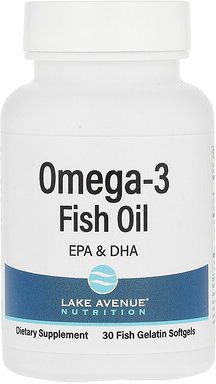 Lake Avenue Nutrition, Omega-3 Fish Oil, Omega-3-Fischöl, 30 Fischgelatine-Weichkapseln (1.250 mg pro Weichkapsel)