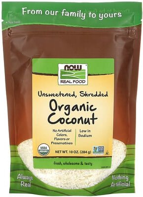 NOW Foods, Real Food, Bio-Kokosnuss, ungesüßt, geschreddert, 284 g (10 oz.)