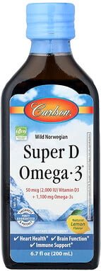 Carlson, Wild Norwegian Super D Omega-3®, natürliche Zitrone, 200 ml (6,7 fl. oz.)