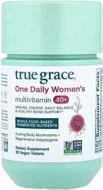 True Grace, One Daily Women's Multivitamin 40+, Multivitamin für Frauen ab 40, 30 vegane Tabletten