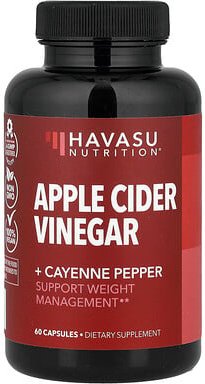 Thumbnail - Havasu Nutrition, Apple Cider Vinegar + Cayenne Pepper, Apfelessig + Cayennepfeffer, 60 Kapseln
