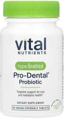 Thumbnail - Vital Nutrients, Hyperbiotics®, Pro-Dental® Probiotic, Probiotikum, natürliche Minze, 45 vegane Kautabletten