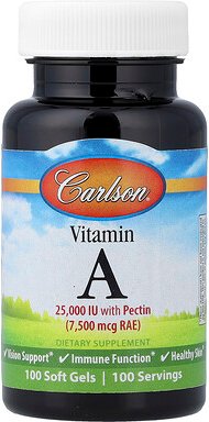 Carlson, Vitamin A, 7.500 mcg RAE (25.000 IU), 100 Weichkapseln