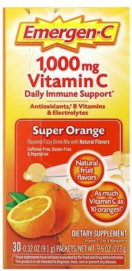 Emergen-C, Vitamin C, kohlensäurehaltige Getränkemischung, Superorange, 1.000 mg, 30 Päckchen, je 9,1 g (0,32 oz.)