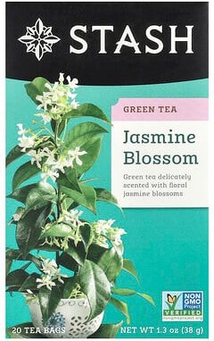Thumbnail - Stash Tea, Green Tea, Jasmine Blossom, grüner Tee, Jasminblüte, 20 Teebeutel, 38 g (1,3 oz.)