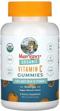 MaryRuth's, Organic Vitamin C Gummies, Bio-Fruchtgummis mit Vitamin C, Orange, 60 Fruchtgummis (45 mg pro Fruchtgummi)