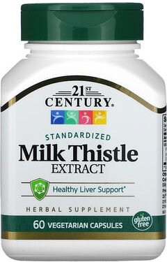 21st Century, Standardisiertes Mariendistelextrakt, 60 vegetarische Kapseln