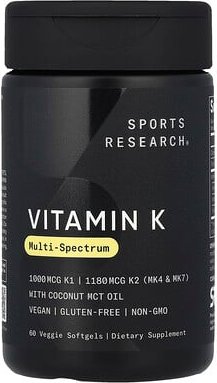 Sports Research, Vitamin K, Multi-Spectrum, Vitamin K, Multi-Spektrum, 60 vegetarische Weichkapseln