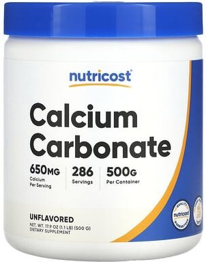 Nutricost, Calciumcarbonat, geschmacksneutral, 500 g (1,1 lb.)