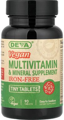 Deva, Vegan Multivitamin & Mineral Supplement, veganes Multivitamin- und Mineralstoff-Ergänzungsmittel, ohne Eisen, 90 T...