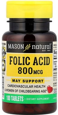 Mason Natural, Folsäure, 800µg, 100 Tabletten