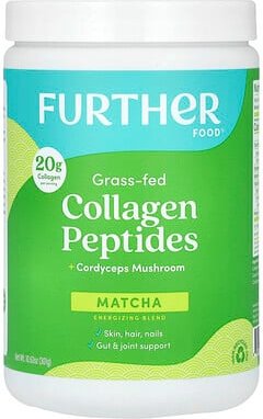 Further Food, Grass Fed Collagen Peptides + Cordyceps Mushroom, Kollagenpeptide von grasgefütterten Kühen + Cordyceps-Pi...