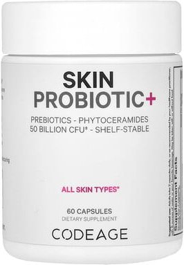 Codeage, Skin Probiotic+, Probiotikum für die Haut, 50 Milliarden KBE, 60 Kapseln