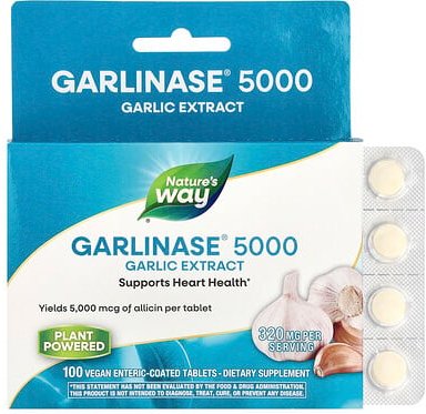 Thumbnail - Nature's Way, Garlinase® 5000, Garlic Extract, Knoblauchextrakt, 320 mg, 100 vegane, magensaftresistente Tabletten