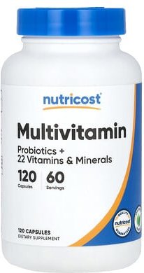Nutricost, Multivitamin, Probiotics + 22 Vitamins & Minerals, Multivitamin, Probiotika + 22 Vitamine und Mineralien, 120...