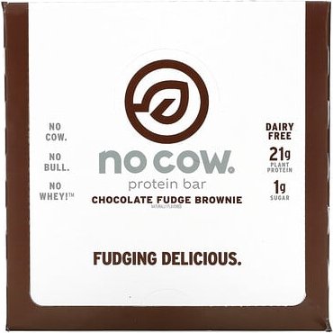 No Cow, Protein Bar, Chocolate Fudge Brownie, Proteinriegel mit Schokoladen-Brownie-Geschmack, 12 Riegel, 60 g (2,12 oz....