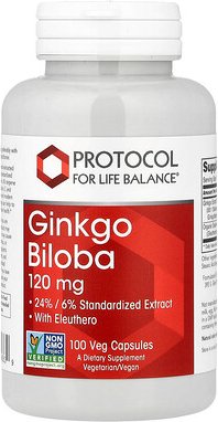 Protocol for Life Balance, Ginkgo Biloba, Ginkgo, 120 mg, 100 pflanzliche Kapseln