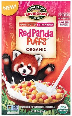 Nature's Path, Envirokidz, Organic Red Panda Puffs™ Müsli, Erdnussbutter und Erdbeere, 284 g (10 oz.)