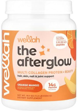 Wellah, The Afterglow, Multi Collagen Protein + Beauty, Multi-Kollagen-Protein + Beauty, Orange-Mango, 534 g (1,2 lb.)