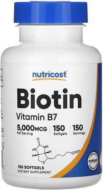 Nutricost, Biotin, 5.000 mcg, 150 Weichkapseln