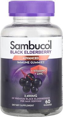 Sambucol, Black Elderberry, Immune Support Gummies with Vitamin C & Zinc, schwarze Holunderbeere, Fruchtgummis zur Unter...