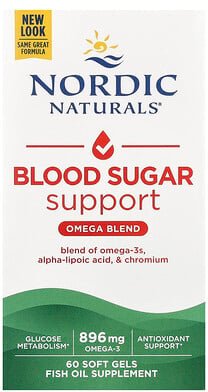 Thumbnail - Nordic Naturals, Blood Sugar Support, Unterstützung des Blutzuckers, Omega-Mischung, 60 Weichkapseln