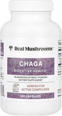 Real Mushrooms, Chaga, Mushroom Extract Powder, Pilzextraktpulver, 120 Kapseln