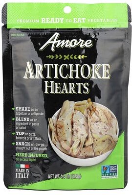 Amore, Artichoke Hearts, Artischockenherzen, mit Kräutern angereichert, 125 g (4,4 oz.)