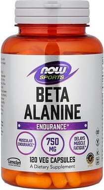NOW Foods, Sport, Beta-Alanin, Endurance, Ausdauer, 750 mg, 120 pflanzliche Kapseln
