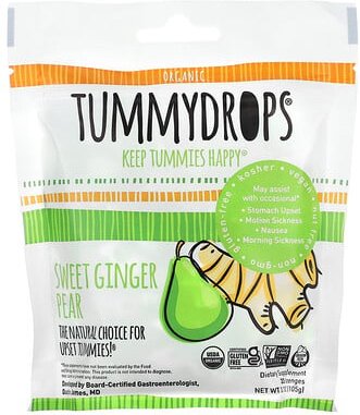 Thumbnail - Tummydrops, Organic Sweet Ginger Pear, süße Bio-Ingwer-Birne, 33 Lutschtabletten