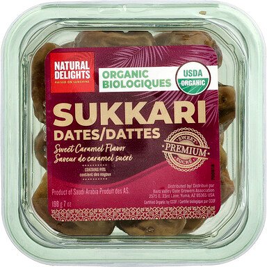 Natural Delights, Organic Sukkari Dates, Bio-Sukkari-Datteln, 198 g (7 oz.)