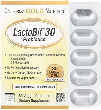 California Gold Nutrition, LactoBif® 30 Probiotika, 30 Milliarden KBE, 60 pflanzliche Kapseln
