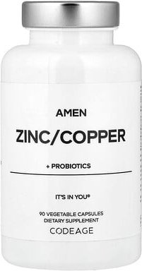 Codeage, Amen, Zinc/Couper + Probiotics, Zink/Kupfer + Probiotika, 90 pflanzliche Kapseln
