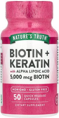 Nature's Truth, Biotin + Keratin with Alpha Lipoic Acid, Biotin + Keratin mit Alpha-Liponsäure, 50 Kapseln mit schneller...