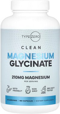 TypeZero, Clean, Magnesium Glycinate, Magnesiumglycinat, 180 Kapseln (70 mg pro Kapsel)