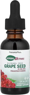 NaturesPlus, Herbal Actives, Traubenkerne, Alkoholfrei, 25 mg, 1 fl oz (30 ml)