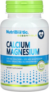 Thumbnail - NutriBiotic, Essentials, Calcium und Magnesium, 100 glutenfreie Kapseln