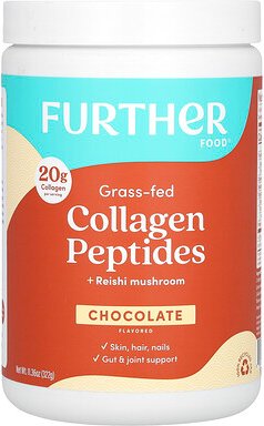 Further Food, Grass Fed Collagen Peptides + Reishi Mushroom, Kollagenpeptide von grasgefütterten Kühen + Reishi-Pilze, S...