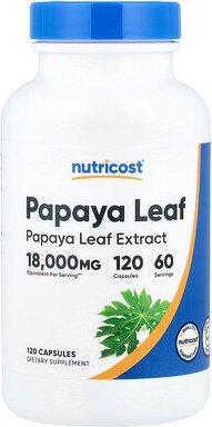 Thumbnail - Nutricost, Papaya Leaf, Papayablatt, 120 Kapseln (600 mg pro Kapsel)