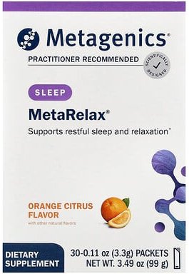 Metagenics, MetaRelax, Orange Citrus, MetaRelax, Orange-Zitrus, 30 Päckchen, je 3,3 g (0,11 oz.).
