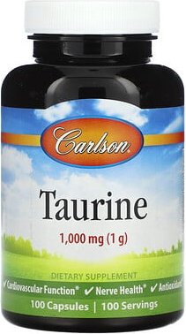 Thumbnail - Carlson, Taurine, Taurin, 1.000 mg, 100 Kapseln