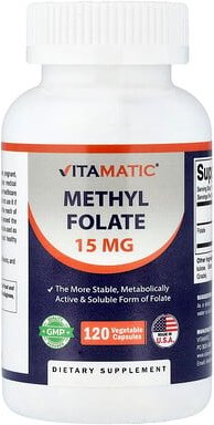 Vitamatic, Methylfolat, 15 mg, 120 pflanzliche Kapseln
