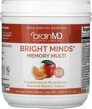 Thumbnail - BrainMD, Bright Minds™ Memory Multi, Multivitamine fürs Gedächtnis, Orange-Mango, 153,6 g (5,4 oz.)