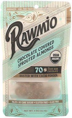 Rawmio, Gekeimte Mandeln mit Schokoladenüberzug, 56,7 g (2 oz.)