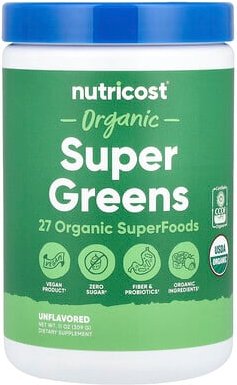 Nutricost, Organic Super Greens, Bio-Supergemüse, geschmacksneutral, 309 g (11 oz.)