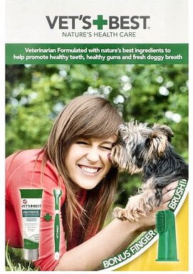 Vets Best, Zahnpflege-Set mit Fingerbürste, für Hunde, 3-teiliges Set