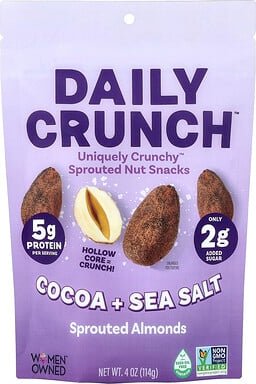 Daily Crunch, Sprouted Almonds, gesprossene Mandeln, Kakao + Meersalz, 114 g (4 oz.)